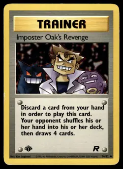IMPOSTER OAK'S REVENGE - 76/82 Uncommon Team Rocket Pokemon 1st Edition MP - Image 1