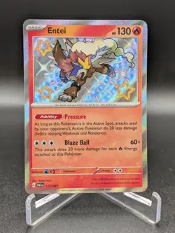 Entei 112/091 Paldean Fates Shiny Rare Holo Pokemon NM - Image 1