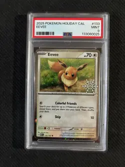 Eevee 133/165 Cosmos Holo MINT PSA 9. Pokemon 2025 Holiday Calendar - Image 1