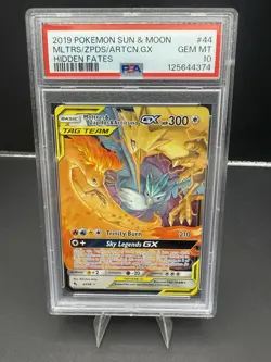 2019 Pokemon S & M Hidden Fates MOLTRES ZAPDOS ARTICUNO GX 44/68 PSA 10 GEM MT - Image 1