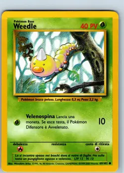 Weedle 69/102 Base Set Vintage Pokemon Card WOTC TCG LP - LANGUAGE IS IN ITALIAN - Image 1