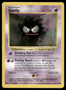 Pokemon Cards Gastly 50/102 Base Set Shadowless Common DMG - Image 1