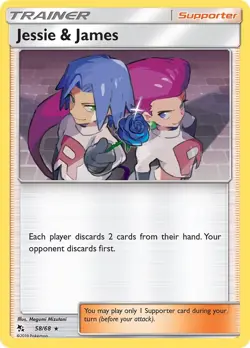 Jessie & James HIF 58/68 Pokemon Hidden Fates Holo Rare Holofoil EN NM - Image 1