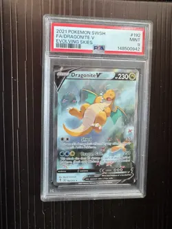Pokemon 2021 Dragonite V Full Art Holo 192/203 Evolving Skies PSA 9 - Image 1