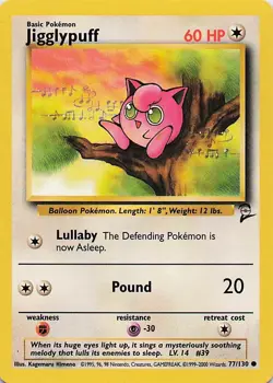 Jigglypuff - Pokemon Common 2000 Base Set 2 77/130 LP - Image 1