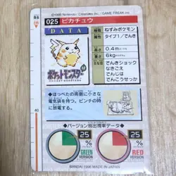 Pikachu Pokemon Carddass Monsters Collection F/S Excellent BANDAI 1996 - Image 2