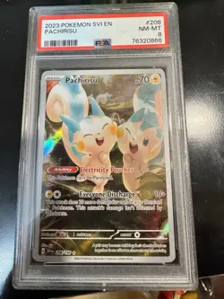 2023 POKEMON SVI EN-SCARLET & VIOLET ILLUSTRATION RARE #208 PACHIRISU PSA 8 - Image 1