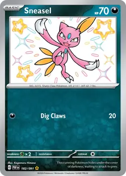 Sneasel PAF 182/091 Pokemon SV: Paldean Fates Shiny Rare Holofoil EN NM - Image 1