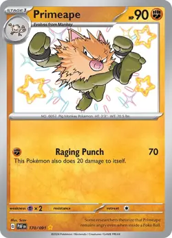 Primeape - 170/091 PAF 170/091 Pokemon SV: Paldean Fates Shiny Rare Holofoil ... - Image 1