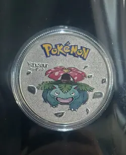 Pokemon 1999 1.5 in .999 silver plated commemorative CCG Coin Venusaur Charizard - Image 1