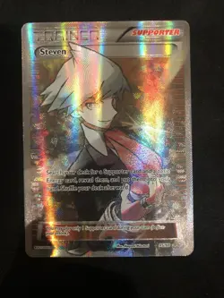 POKEMON STEVEN FULL ART TRAINER 95/98 XY ANCIENT ORIGINS HOLO NM - Image 1