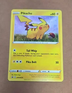 Pikachu SWSH039 Holo Black Star Promo Card Near Mint Condition - Image 1