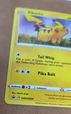 Pikachu SWSH039 Holo Black Star Promo Card Near Mint Condition - Image 4