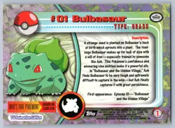 Bulbasaur #01 Topps Trading Cards Series 1 Pokemon NM - Image 2