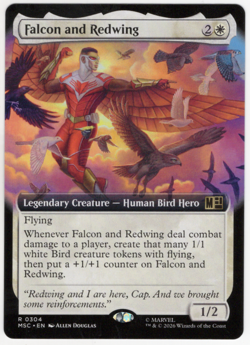 Falcon and Redwing (Extended Art) 0304 - Commander: Marvel Super Heroes MTG NM/M - Image 1