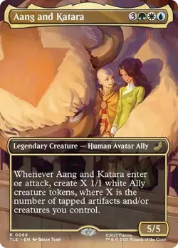 Foil - Aang and Katara (Borderless) - 69 / NM / English MTG - Image 1