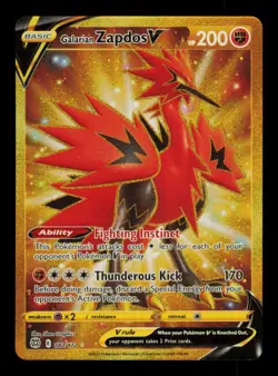 Pokemon Card Galarian Zapdos V 182/172 Brilliant Stars Holo Secret Rare NM 2022 - Image 1