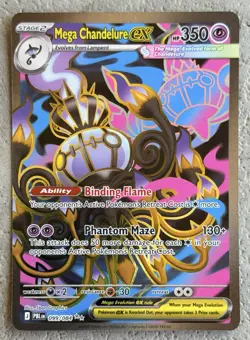 Pokemon Pitch Black Mega Chandelure ex 099/084 Ultra Rare Full Art Holo Card NM - Image 1