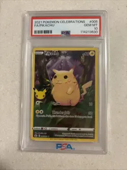 Pokemon 2021 Celebrations Pikachu Full Art Card 005/025 Gem Mint 10 - Image 1