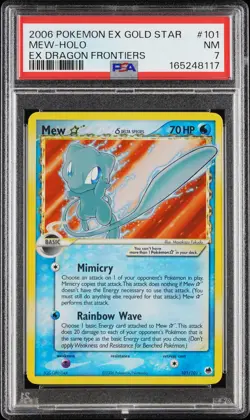2006 POKEMON EX DRAGON FRONTIERS GOLD STAR #101 MEW-HOLO PSA 7 - Image 1