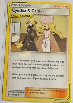 Cynthia & Caitlin 189/236 Pokemon SM12 Uncommon NM - Image 2