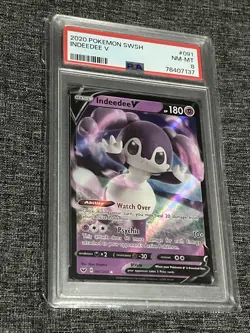 2020 Pokemon Sword & Shield 091 Indeedee V PSA 8 - Image 1