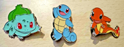 Pokemon GO Starter Pin/Badge Set Bulbasaur, Squirtle & Charmander - Image 1