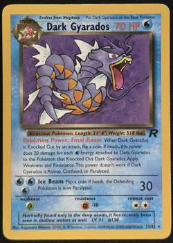 Dark Gyarados 25/82 Non-holo Pokemon Team Rocket MP - Image 1