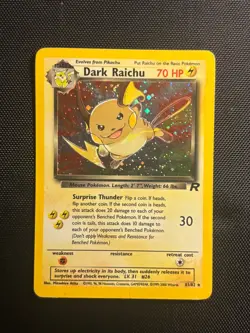 Pokemon TCG Dark Raichu 83/82 Team Rocket Secret Rare HOLO Unlimited 2000 - LP - Image 1