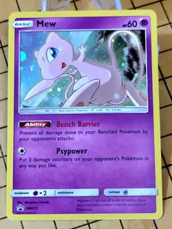 Mew SM215 LP/NM Black Star Promo Cosmos Holo Foil Pokemon Card SM 215 NM - Image 1