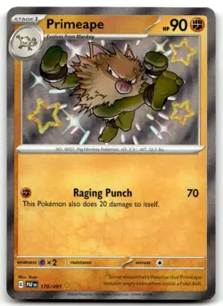Primeape 170/091 Shiny Rare SV: Paldean Fates Pokemon Holofoil Near Mint - Image 1