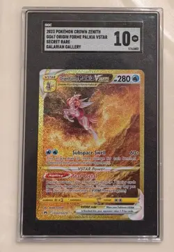 POKEMON SWORD & SHIELD CROWN ZENITH FULL ART/ORIGIN FORME PALKIA VSTAR SGC 10 - Image 1