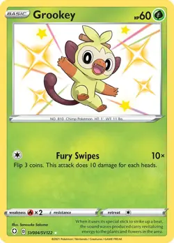Grookey SHFSV SV004/SV122 Pokemon Shining Fates: Shiny Vault Shiny Holo Rare ... - Image 1