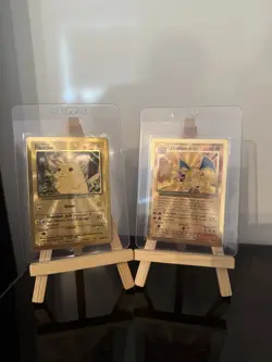 Pokemon Celebrations Gold Metal Charizard & Pikachu Cards UPC 25th Anniversary - Image 1