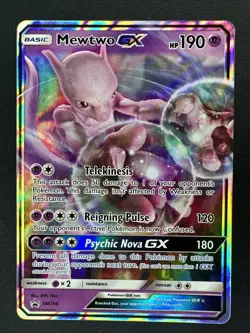 Mewtwo GX HOLO Sun & Moon SM196 Black Star Promo Near MINT Pokemon Card 2019 NM - Image 1