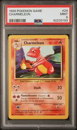 Charmeleon Uncommon PSA 9 Base Set Unlimited 24/102 Pokemon Card - Image 1