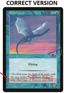 Wind Drake Mtg MISPRINT German. Missing the last part of the flavor text - Image 3