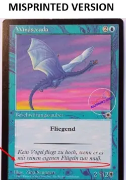 Wind Drake Mtg MISPRINT German. Missing the last part of the flavor text - Image 4