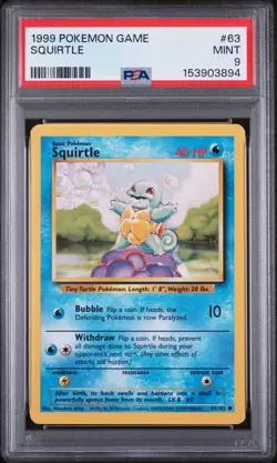 1999 POKEMON BASE SET UNLIMITED #63 SQUIRTLE PSA 9 - Image 1