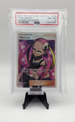 Pokemon Plumeria Burning Shadows Ultra Rare Full Art Holo PSA 8 145/147 - Image 1