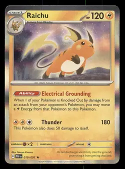 RAICHU 019/091 RARE PALDEAN FATES POKEMON HOLO NEAR MINT - Image 1
