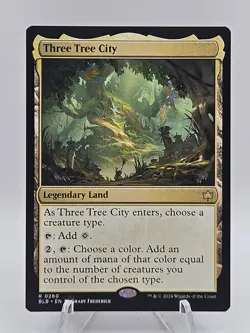 R 0260 Three Tree City Legendary Land Bloomburrow MTG Card Near Mint Rare - Image 1
