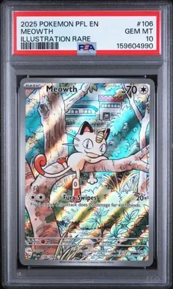Pokemon TCG Meowth 106/094 Me02: Phantasmal Flames Holo Illus Rare PSA 10 - Image 3