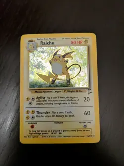 Raichu Pokemon Card, Rare Holo, Base Set 2, 16/130, LP - Image 2