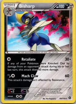 Bisharp 64/114 Holo Rare Steam Siege Pokemon Holo Lightly Played - Image 1