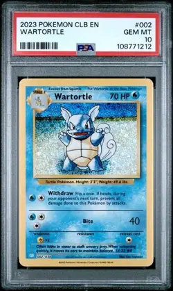 PSA 10 GEM MINT Wartortle 002/034 Holo CLB EN Pokemon Card - Image 1