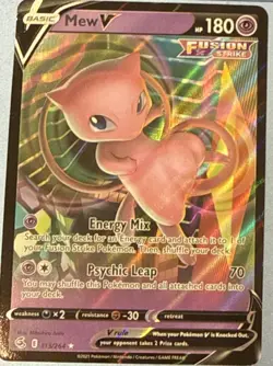 Pokemon TCG Fusion Strike Ultra Rare Holo Card Mew v 113/264 Near Mint Condition - Image 1