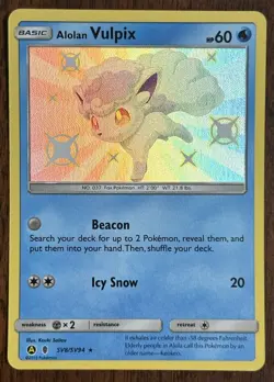 The Pokemon Company Alolan Vulpix SV8/SV94 Hidden Fates Shiny Holo Rare ENG HP60 - Image 1