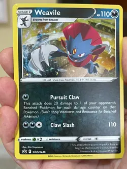 POKEMON WEAVILE SWSH246 PROMO BLACK STAR COSMOS HOLOFOIL WITH 2 SWIRLS NM CARD - Image 1