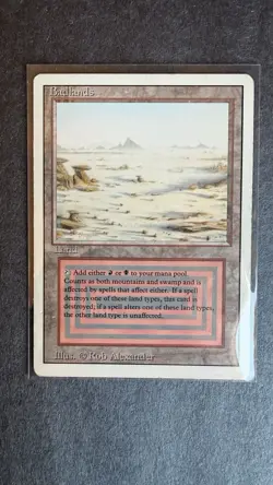 MTG-Badlands-Revised Edition (3ED)- Moderatedly Played- Black Red Dual Land - Image 1